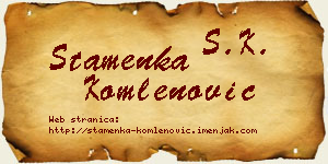 Stamenka Komlenović vizit kartica